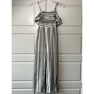 Japna Kids‎ Girls Striped Ruffle Cold Shoulder Jumpsuit Wide Leg Youth Size 10